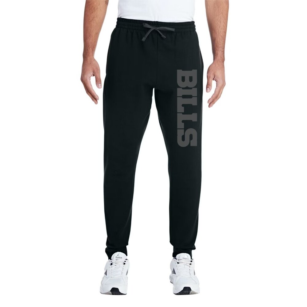 NEW Buffalo Bills Big Wordmark Tonal Logo Fleece Joggers Sweatpants BLACKOUT